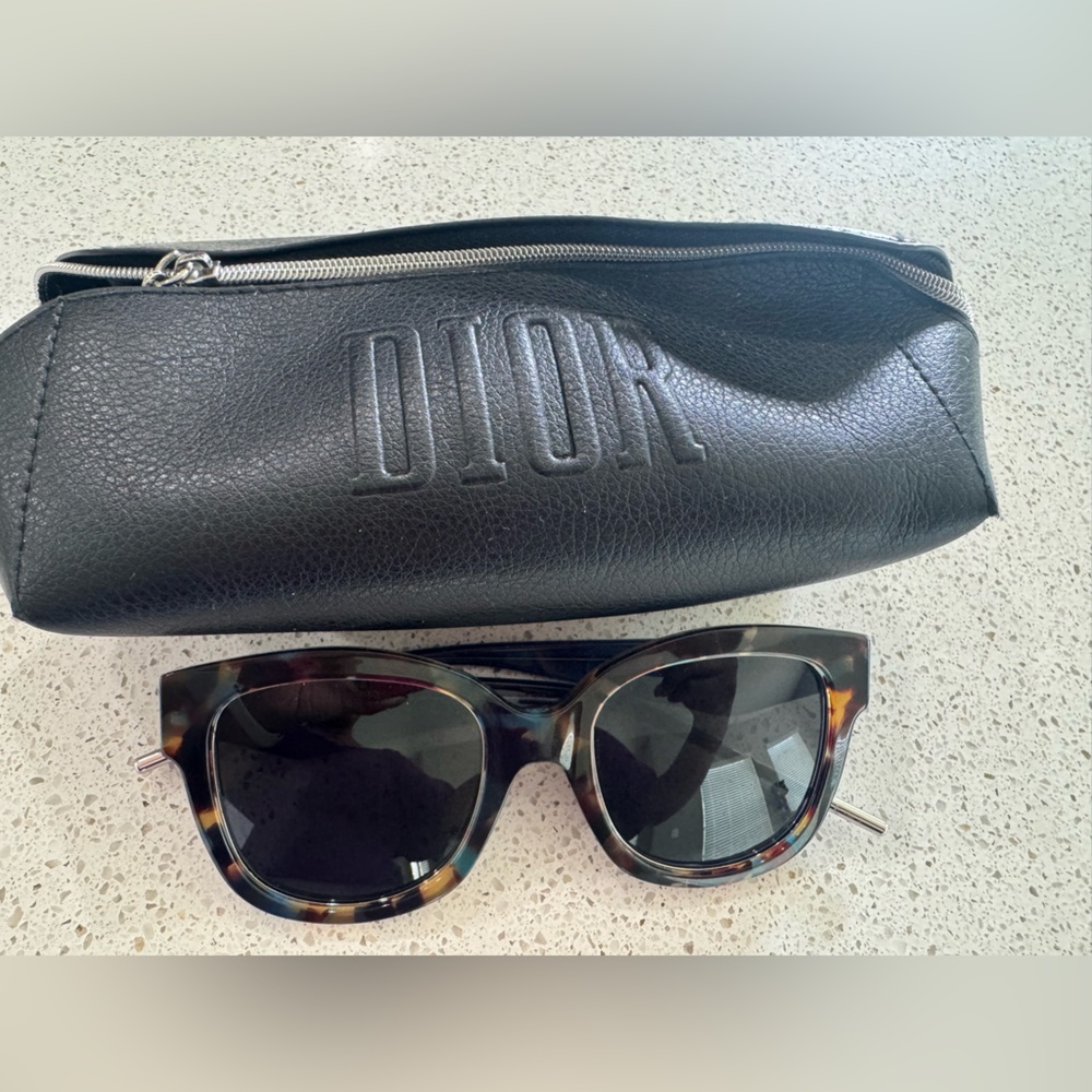 Dior Tortoise Sunglasses with Black Leather Case